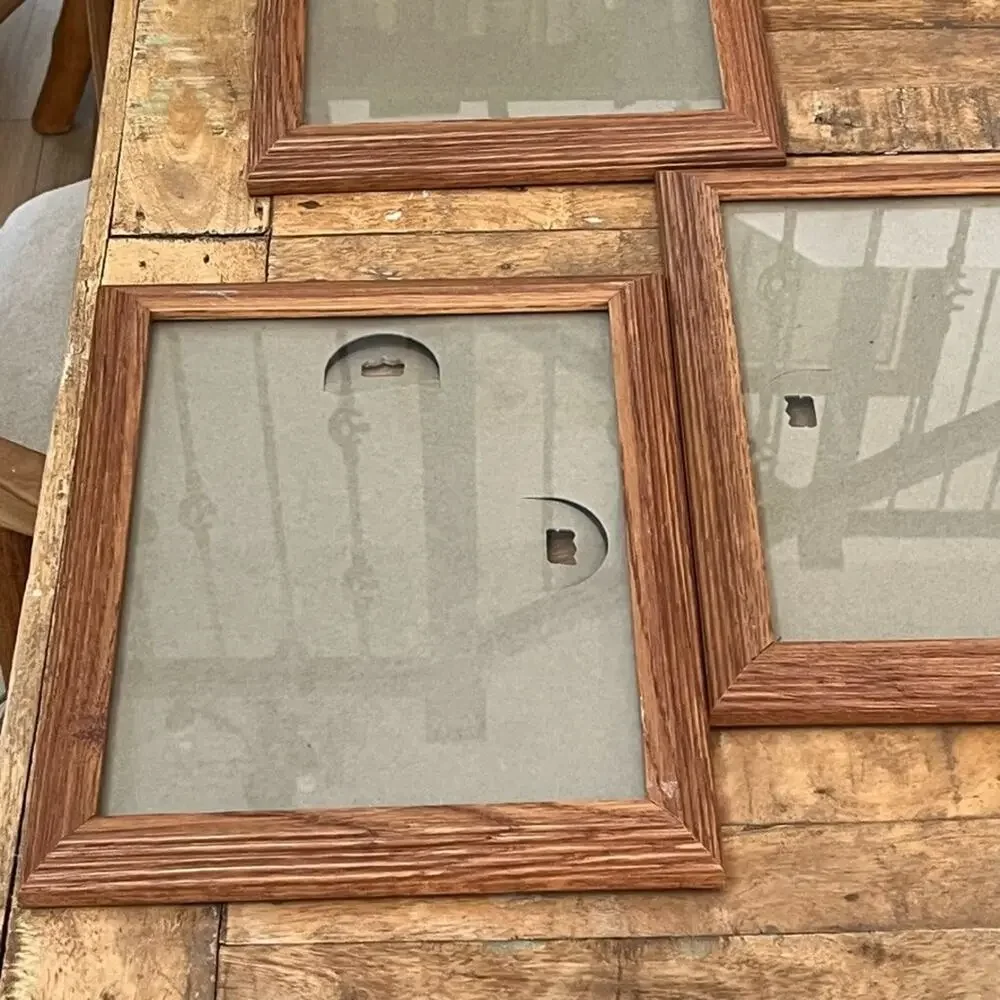 Rustic Wooden Rectangle Picture Frames Set of 3 8 x 11 in Classic Wood Grain